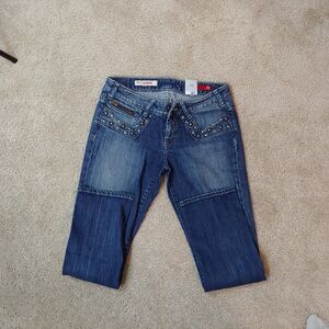 Womens 6 X2 slim w10‎ blue jeans studded boot cut